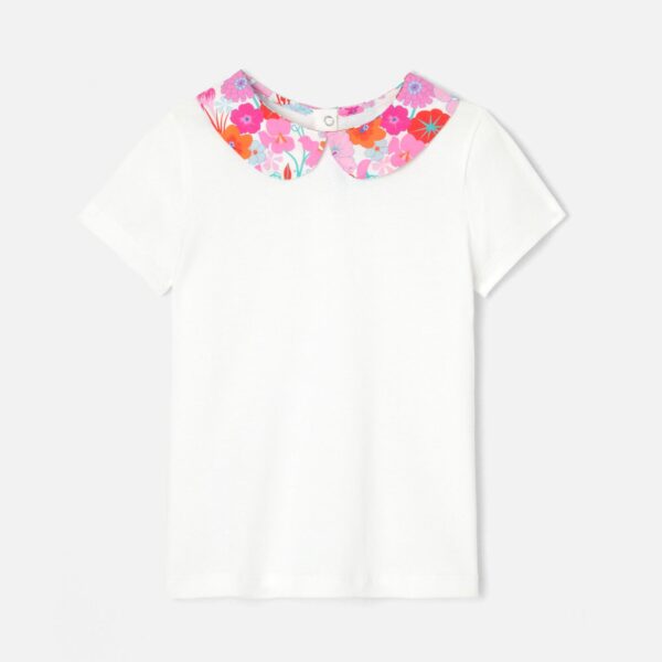 Girl T-shirt with Liberty fabric collar