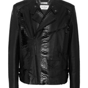PYTHON LEATHER BOMBER SKULL