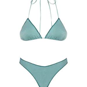 Woman water green lurex triangle bikini Leah Naomi