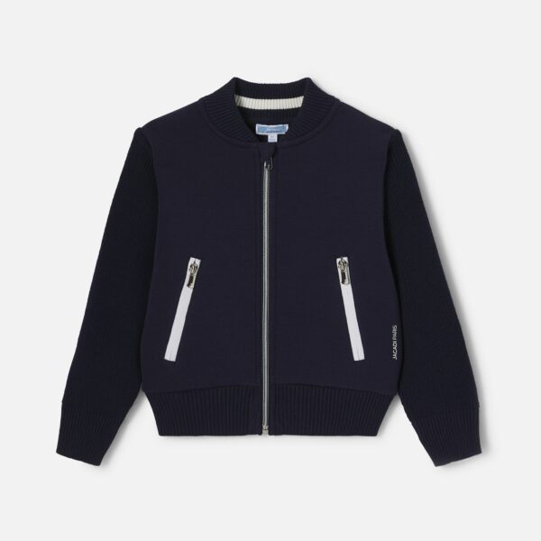 Boy bi-material cardigan