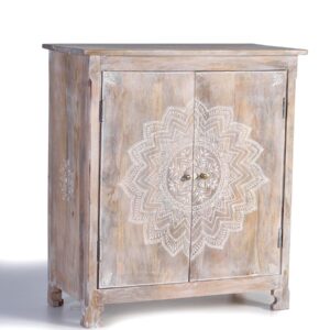 Meuble bar en manguier finition blanc vieilli sr7118x1