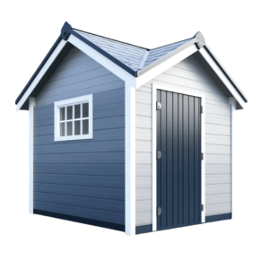 Casetta da giardino in PVC effetto legno con tetto spiovente