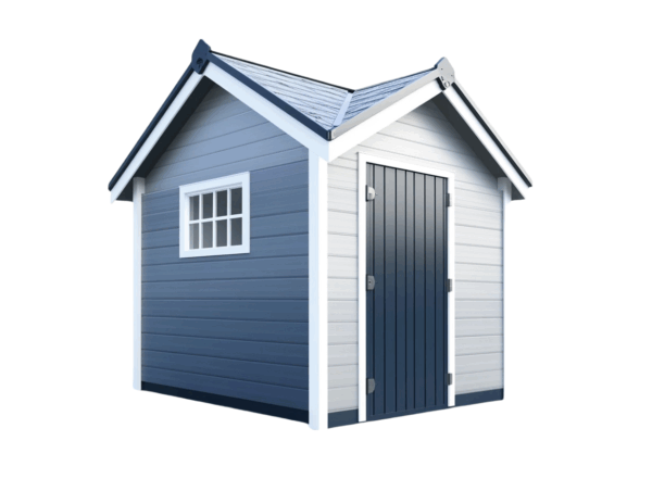 Casetta da giardino in PVC effetto legno con tetto spiovente