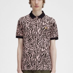 Zebra Print Fred Perry Shirt Dusty Rose Pink