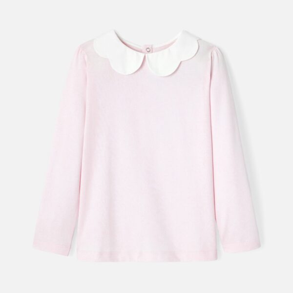 Girl T-shirt with scalloped collar