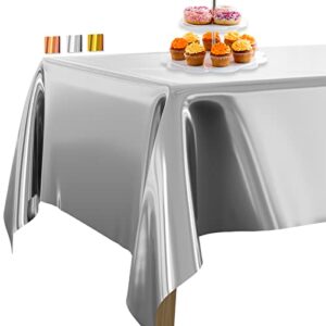 metallic silver table cover