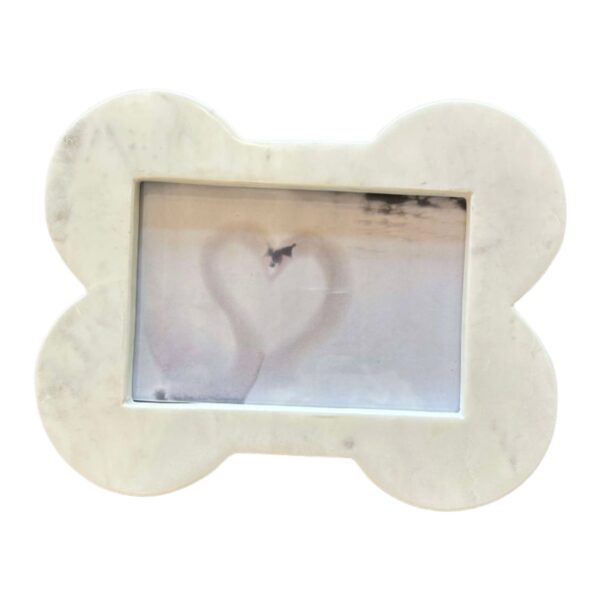 white marble bone shaped frame