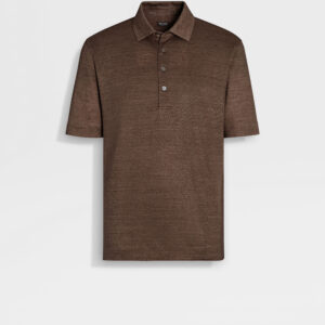 Tobacco Linen Polo Shirt