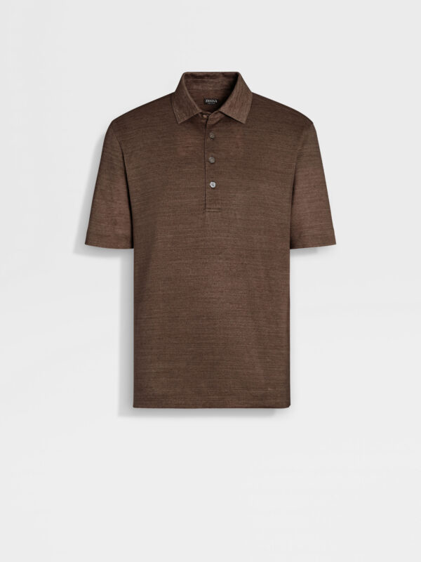 Tobacco Linen Polo Shirt