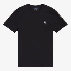 AdishEmbroidered Tape Ringer T-Shirt Black