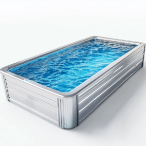 Piscina exterior rectangular de acero galvanizado gris claro para jardín, sobre suelo, 520 x 230 x 120 cm