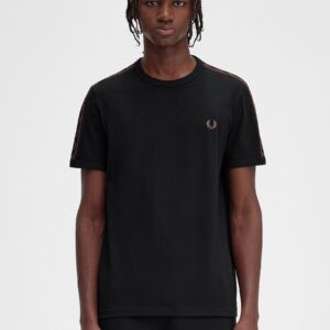 Contrast Tape Ringer T-Shirt Black / Whisky Brown