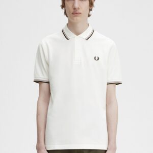 The Fred Perry ShirtM3600 Snow White / Deep Pink / Burnt Tobacco