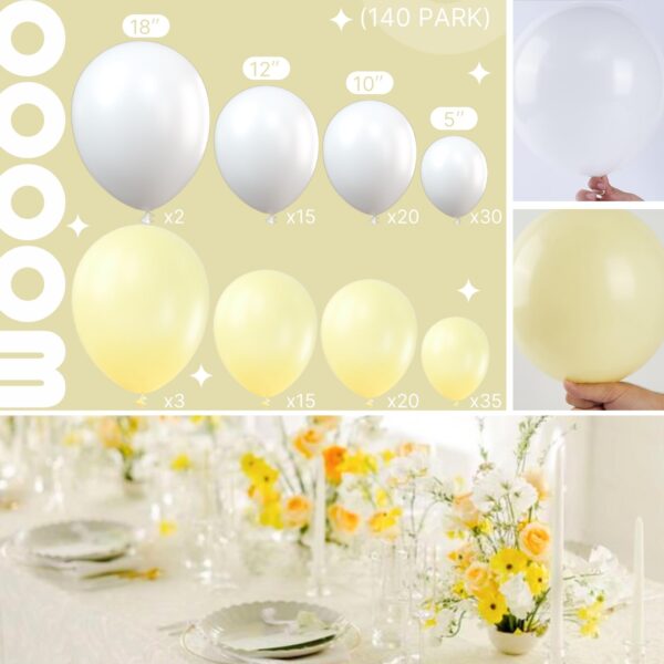 Pastel Yellow and White Balloons Assorted Sizes - Image 2