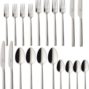 Villeroy & Boch 20-Piece La Classica Flatware Set - 18/10 Stainless Steel Silverware Set w/Spoons, Forks, Knives - Stainless Steel Utensils/Cutlery