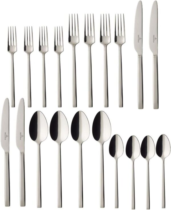 Villeroy & Boch 20-Piece La Classica Flatware Set - 18/10 Stainless Steel Silverware Set w/Spoons, Forks, Knives - Stainless Steel Utensils/Cutlery