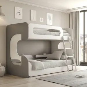 Lits superposés enfants Gris clair/Blanc Panneau bois Chambre 200x97x150 cm