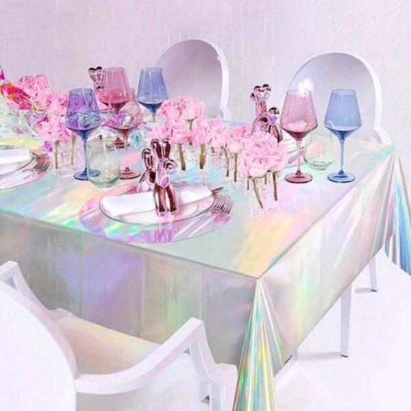metallic silver foil tablecloth set - Image 4