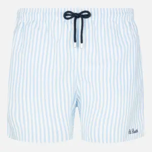 Mid-length striped Gustavia swim-shorts with St. Barth embroidery
