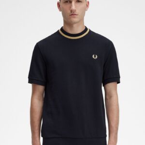 Crew Neck Piqué T-Shirt Black