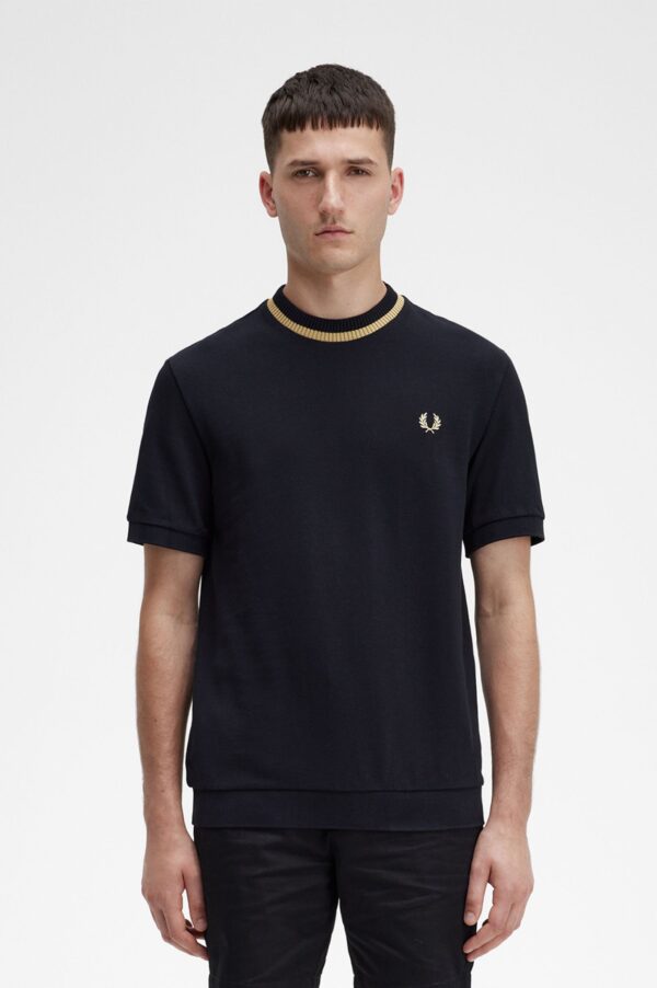 Crew Neck Piqué T-Shirt Black