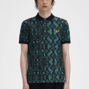 Snake Print Fred Perry Shirt Deep Mint