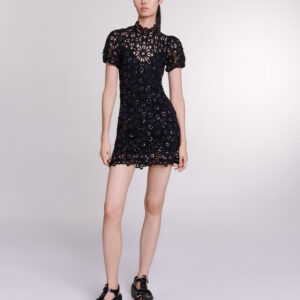 Crochet and sequin backless dress