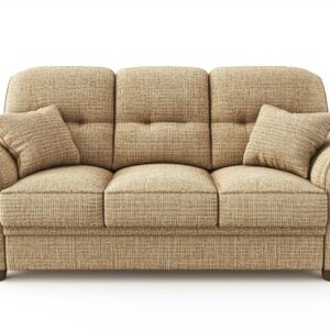 Sofá de tres plazas beige para sala de estar tapizado en tela con cojines incluidos diseño clásico 200x90x90 cm wi2168776