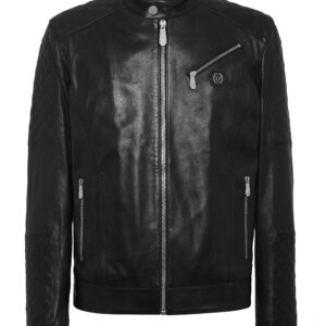 PADDED LEATHER MOTO BOMBER