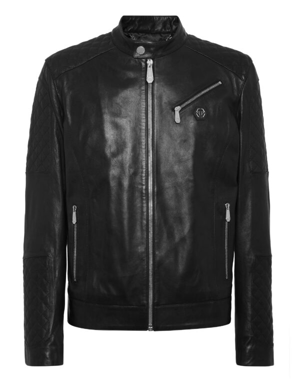 PADDED LEATHER MOTO BOMBER