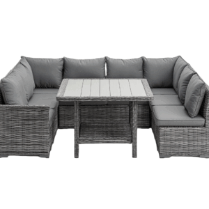 Set da giardino in rattan con tavolo e divano angolare