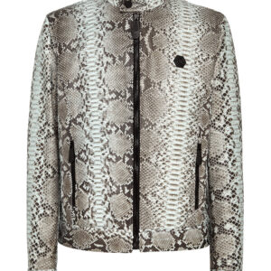 PYTHON LEATHER BOMBER SKULL