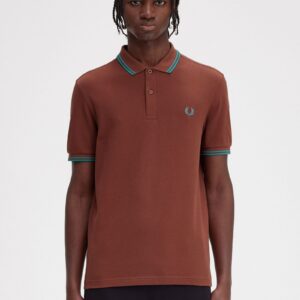 The Fred Perry ShirtM3600 Whisky Brown / Deep Mint / Deep Mint