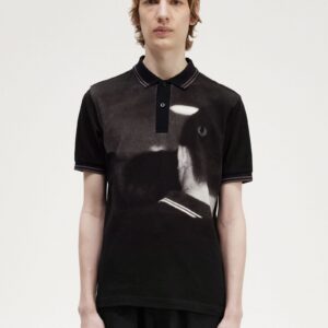 Rave Graphic Fred Perry Shirt Black