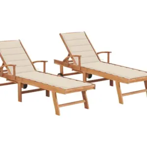 2 sillones con cojín color crema de Andreuworldcasa maciza de teca.