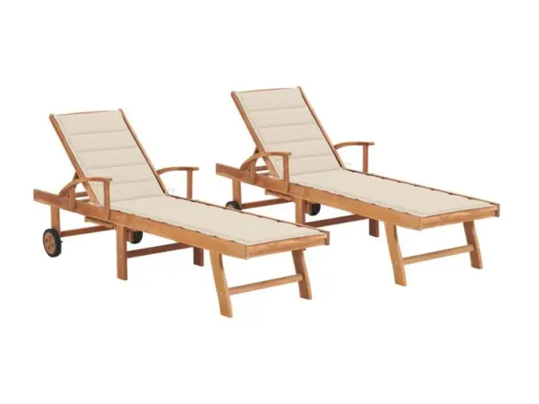 2 sillones con cojín color crema de Andreuworldcasa maciza de teca.