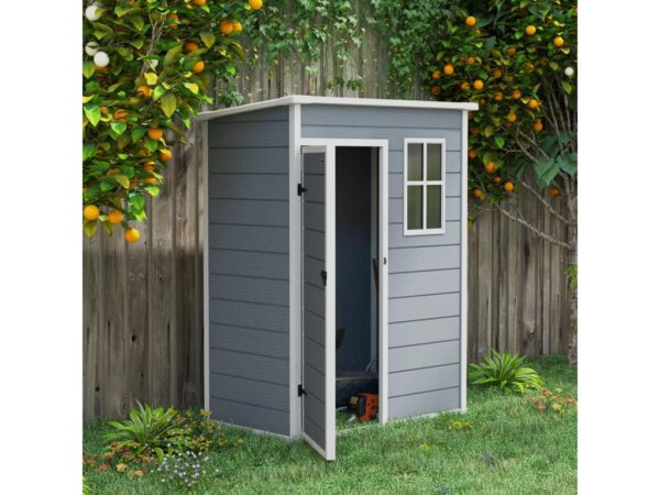 Abri De Jardin - Remise Pour Outils - Cabanon Porte Verrouillable, FenêTre - Dim. 151L X 92L X 193H Cm - Alu PP Gris Blanc
