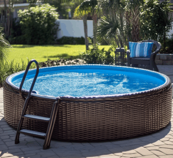 Piscinas redonda elevable de jardín con escaleras metálicas MB60787751