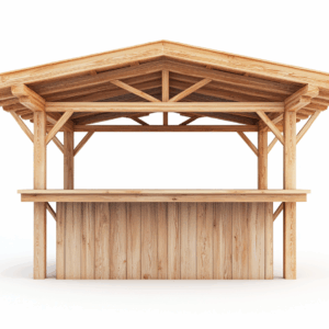 Kiosque extérieur en bois naturel pour jardin stand de vente structure robuste 3m x 2m ton clair