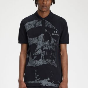 PleasuresSkull Fred Perry Shirt Black