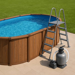 Piscina Elevada Jardín Exterior Madera 4x2x1.2m Acero con Filtro