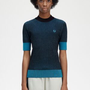 Contrast Rib Short Sleeve Jumper Black