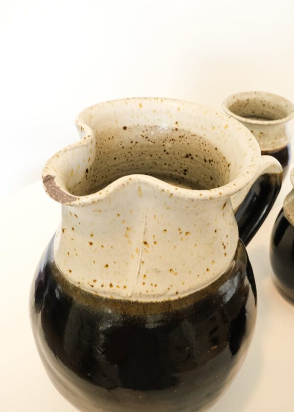 Pottery Pitcher and Glass Set - Image 2