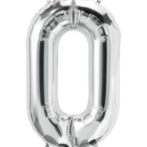 Silver Number Balloon, Large Foil Mylar, 34 Inch