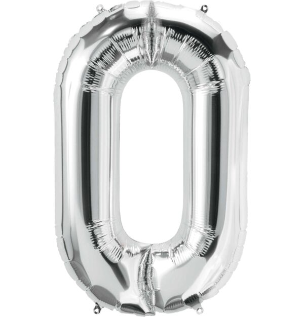 Silver Number Balloon, Large Foil Mylar, 34 Inch