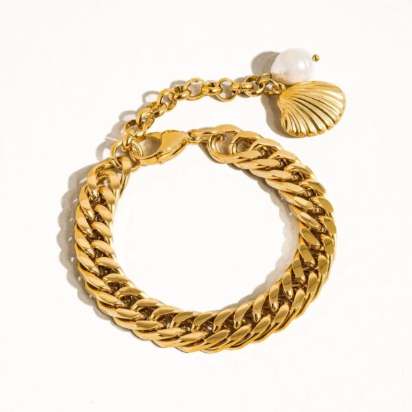 gold and pearl chain necklace - Image 2