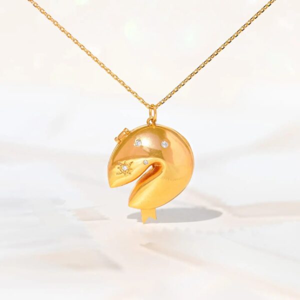 Miniature fortune cookie locket necklace - Image 2