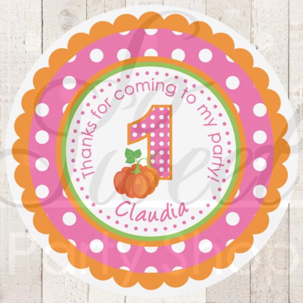 Pumpkin Themed Birthday Party Stickers Set of 24 - Image 3