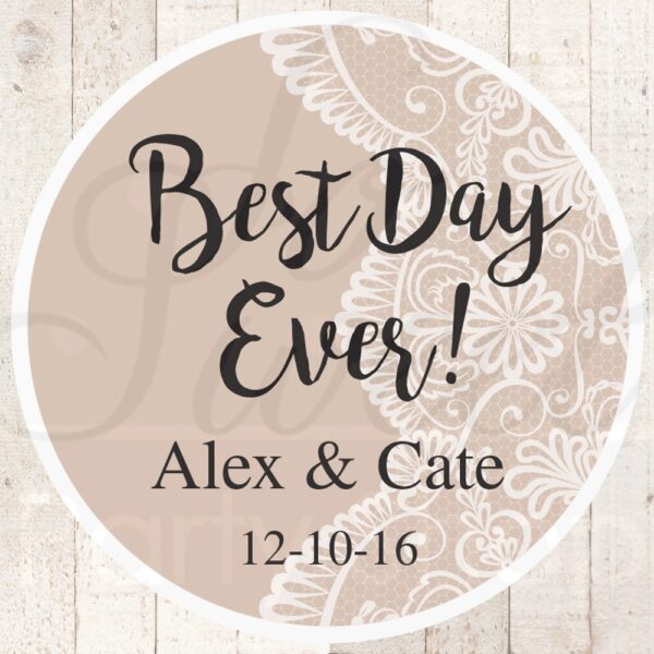 Wedding Favor Stickers Tan Set of 24