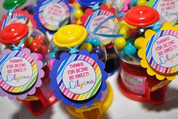 Rainbow Party Candy Shop Birthday Labels Set of 10 - Image 2